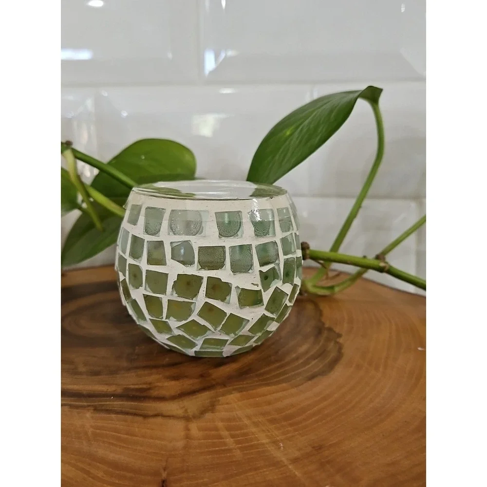 Mosai Green & Red Candle Holders 3